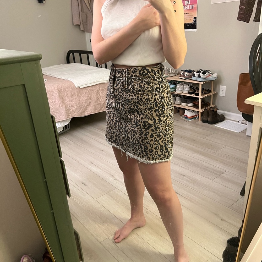 Madewell Leopard Denim Skirt